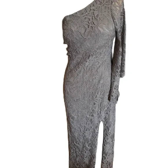 nightway one shoulder dress Nightway Women's Black Ruched One-Shoulder Cape Gown Dress Size 4